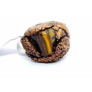 Tiger eye copper electroformed ring size 5